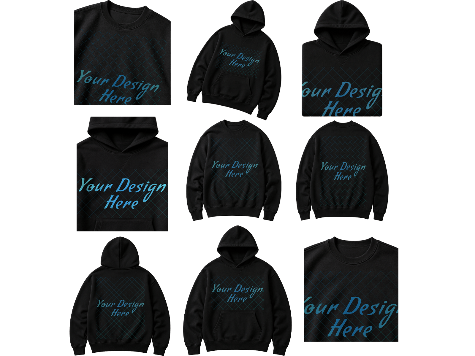 Black Sweatshirts and Hoodies Mockup Templates