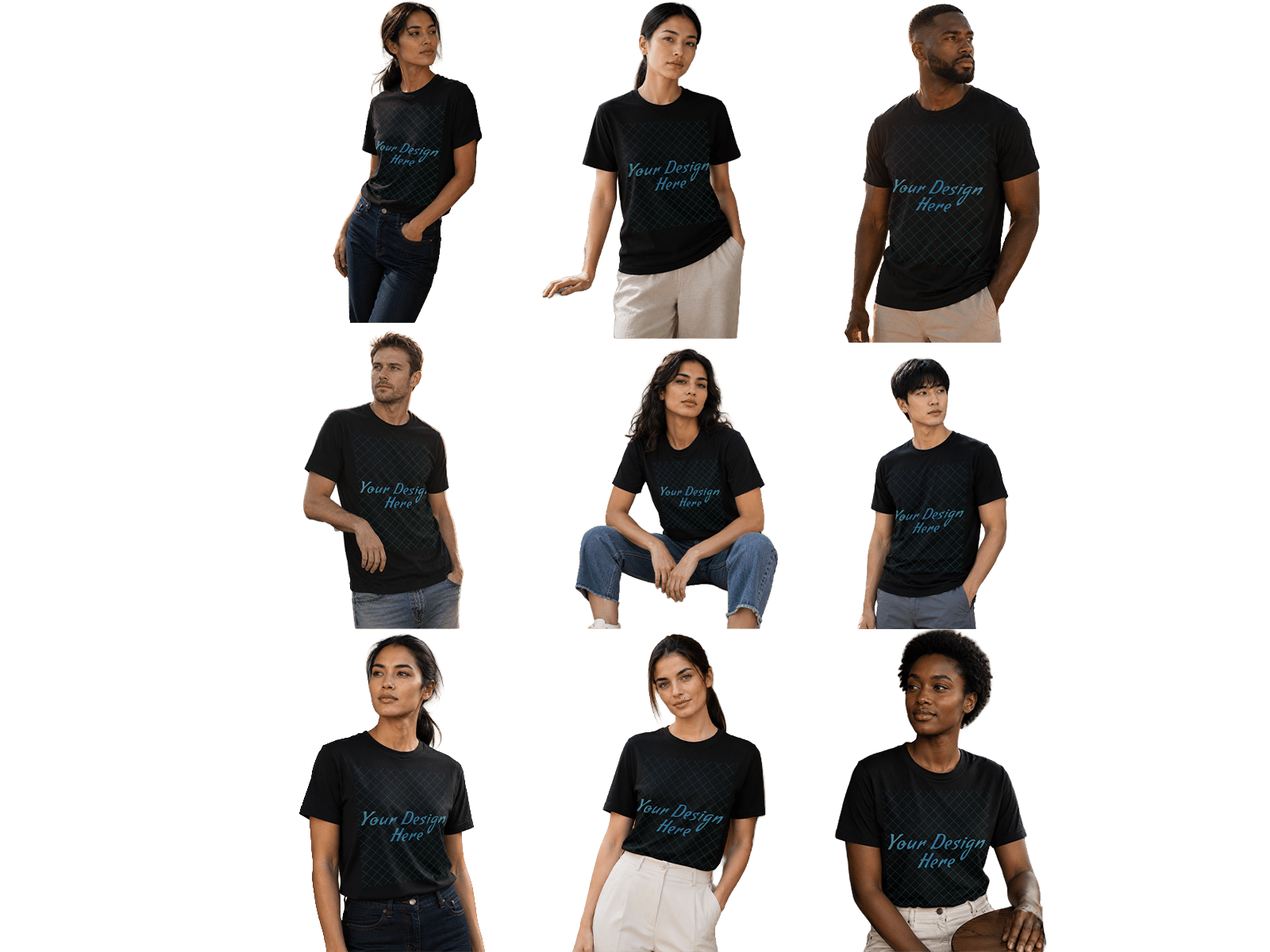 Black T-shirts On Models